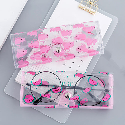 Cartoon Cute Travel Women Transparent PVC Eye Glasses Box Bag Case Protection Carry Box Eyewear Accessoires