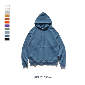 INFLATION 2019 Autumn Mens Thick Fleece Hoodies Hip Hop Pure Hoodies Thick Velvet Fabrics Winter Hoodies For Men Women 167W17