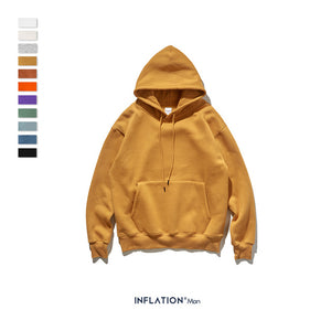 INFLATION 2019 Autumn Mens Thick Fleece Hoodies Hip Hop Pure Hoodies Thick Velvet Fabrics Winter Hoodies For Men Women 167W17