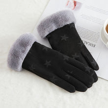 Load image into Gallery viewer, New Winter Female Lace Warm Cashmere Three Ribs Cute Bear Mittens Double thick Plush Wrist Women Touch Screen Driving Gloves 81C