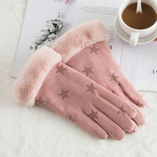 Load image into Gallery viewer, New Winter Female Lace Warm Cashmere Three Ribs Cute Bear Mittens Double thick Plush Wrist Women Touch Screen Driving Gloves 81C