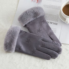 Load image into Gallery viewer, New Winter Female Lace Warm Cashmere Three Ribs Cute Bear Mittens Double thick Plush Wrist Women Touch Screen Driving Gloves 81C