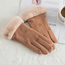 Load image into Gallery viewer, New Winter Female Lace Warm Cashmere Three Ribs Cute Bear Mittens Double thick Plush Wrist Women Touch Screen Driving Gloves 81C