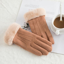 Load image into Gallery viewer, New Winter Female Lace Warm Cashmere Three Ribs Cute Bear Mittens Double thick Plush Wrist Women Touch Screen Driving Gloves 81C