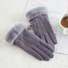 Load image into Gallery viewer, New Winter Female Lace Warm Cashmere Three Ribs Cute Bear Mittens Double thick Plush Wrist Women Touch Screen Driving Gloves 81C