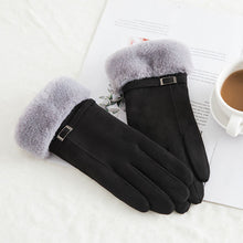 Load image into Gallery viewer, New Winter Female Lace Warm Cashmere Three Ribs Cute Bear Mittens Double thick Plush Wrist Women Touch Screen Driving Gloves 81C