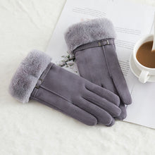 Load image into Gallery viewer, New Winter Female Lace Warm Cashmere Three Ribs Cute Bear Mittens Double thick Plush Wrist Women Touch Screen Driving Gloves 81C