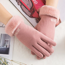 Load image into Gallery viewer, New Winter Female Lace Warm Cashmere Three Ribs Cute Bear Mittens Double thick Plush Wrist Women Touch Screen Driving Gloves 81C