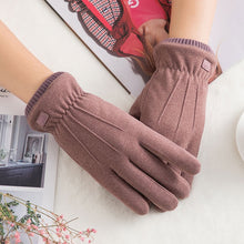 Load image into Gallery viewer, New Winter Female Lace Warm Cashmere Three Ribs Cute Bear Mittens Double thick Plush Wrist Women Touch Screen Driving Gloves 81C