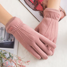 Load image into Gallery viewer, New Winter Female Lace Warm Cashmere Three Ribs Cute Bear Mittens Double thick Plush Wrist Women Touch Screen Driving Gloves 81C