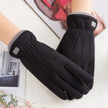 Load image into Gallery viewer, New Winter Female Lace Warm Cashmere Three Ribs Cute Bear Mittens Double thick Plush Wrist Women Touch Screen Driving Gloves 81C