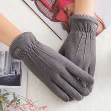 Load image into Gallery viewer, New Winter Female Lace Warm Cashmere Three Ribs Cute Bear Mittens Double thick Plush Wrist Women Touch Screen Driving Gloves 81C