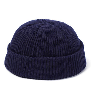 Winter Knit Mens Hat Skullcap Men Beanie Hat Winter Short Brimless Baggy Melon Cap Docker Fisherman Knitted Hat Women