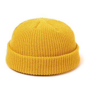 Winter Knit Mens Hat Skullcap Men Beanie Hat Winter Short Brimless Baggy Melon Cap Docker Fisherman Knitted Hat Women