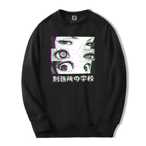 Japan Anime Prison School Eyes Sad Men Sweatshirt Hoodies 2019 Spring Winter Hot Sale Casual Loose Fit Hip Hop Fashoin Pullover