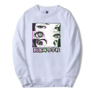 Japan Anime Prison School Eyes Sad Men Sweatshirt Hoodies 2019 Spring Winter Hot Sale Casual Loose Fit Hip Hop Fashoin Pullover