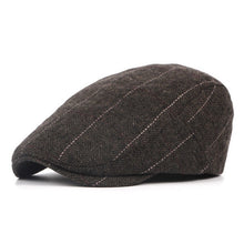 Load image into Gallery viewer, 2019 Autumn Winter Men Cap Hats Berets British Western Style Wool Advanced Flat Ivy Cap Gatsby Classic Vintage Striped Beret Cap