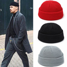 Load image into Gallery viewer, Winter Knit Mens Hat Skullcap Men Beanie Hat Winter Short Brimless Baggy Melon Cap Docker Fisherman Knitted Hat Women