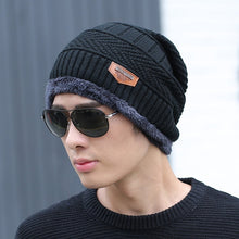 Load image into Gallery viewer, Coral Fleece Winter Beanies Hats Scarf For Mens Soft Warm Breathable Wool Knitted Winter Hat Letter Double Layers Cap