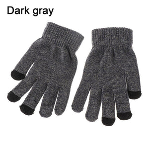 1Pair Men Thicken Knitted Gloves For Phone Screen Male Winter Autumn Warm Wool Cashmere Solid Gloves Men Mitten Business Gloves