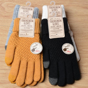 Winter Touch Screen Gloves For Women Men Warm Stretch Knit Mittens Imitation Wool Full Finger Guantes Female Crochet Thicken