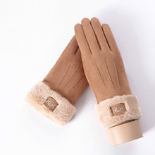 Load image into Gallery viewer, New Winter Female Lace Warm Cashmere Three Ribs Cute Bear Mittens Double thick Plush Wrist Women Touch Screen Driving Gloves 81C