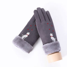 Load image into Gallery viewer, New Winter Female Lace Warm Cashmere Three Ribs Cute Bear Mittens Double thick Plush Wrist Women Touch Screen Driving Gloves 81C