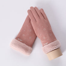 Load image into Gallery viewer, New Winter Female Lace Warm Cashmere Three Ribs Cute Bear Mittens Double thick Plush Wrist Women Touch Screen Driving Gloves 81C