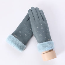 Load image into Gallery viewer, New Winter Female Lace Warm Cashmere Three Ribs Cute Bear Mittens Double thick Plush Wrist Women Touch Screen Driving Gloves 81C