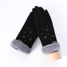 Load image into Gallery viewer, New Winter Female Lace Warm Cashmere Three Ribs Cute Bear Mittens Double thick Plush Wrist Women Touch Screen Driving Gloves 81C