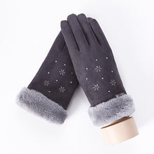 Load image into Gallery viewer, New Winter Female Lace Warm Cashmere Three Ribs Cute Bear Mittens Double thick Plush Wrist Women Touch Screen Driving Gloves 81C