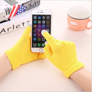 Winter Touch Screen Gloves Women Men Warm Stretch Knit Mittens Imitation Wool Full Finger Guantes Female Crochet Luvas Thicken